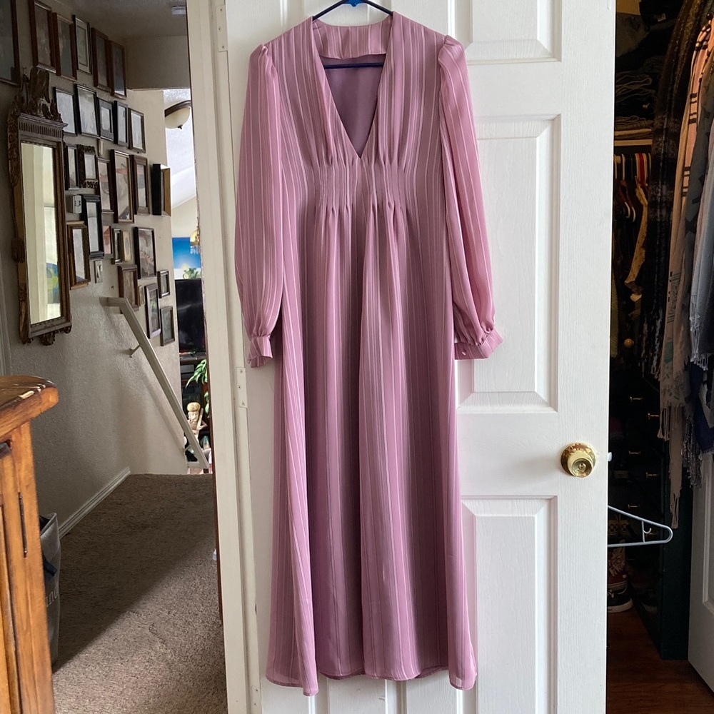 Elegant Handmade Long Sleeve Mauve Dress